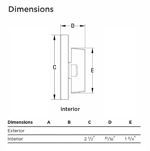 663RDT Deadbolt Dimensions